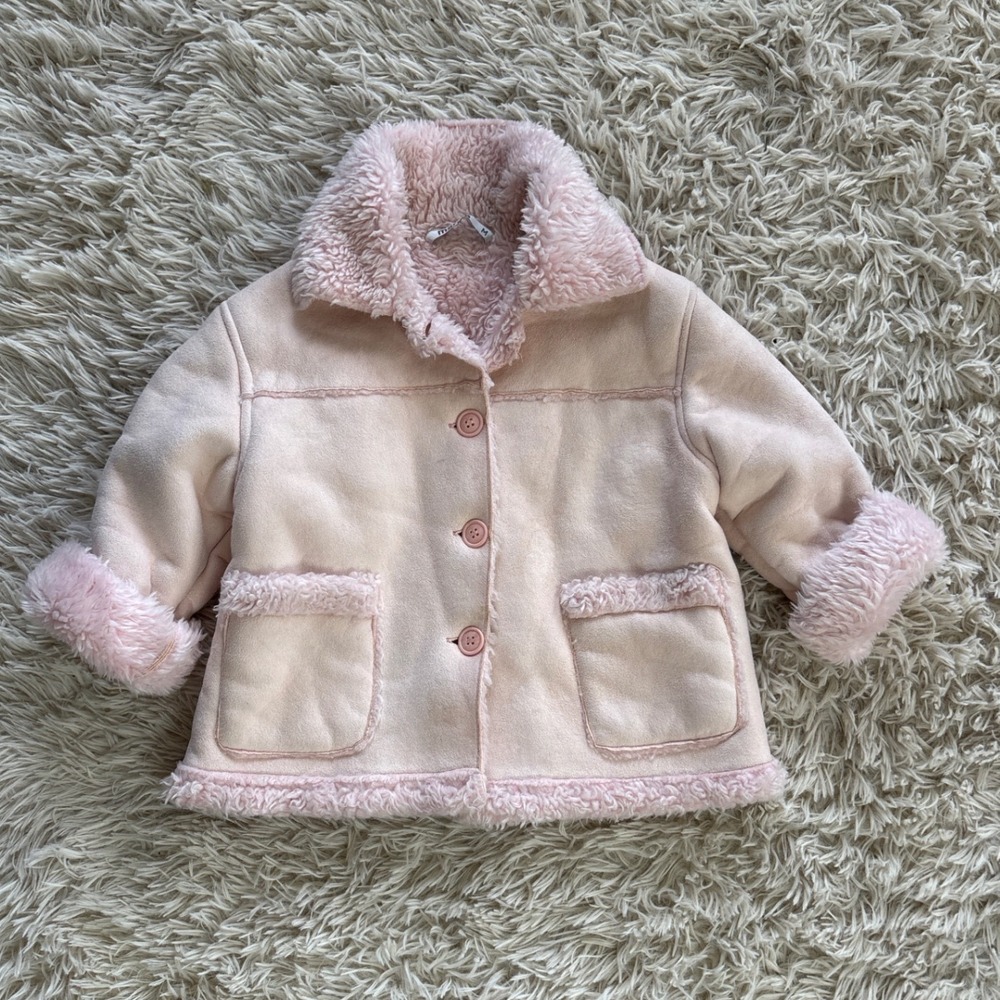 Marisa Kids Pink Faux Suede Sherpa‎ Lined Jacket Girls Size M